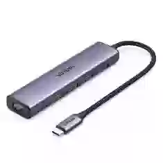 USB-хаб Ugreen 5-in-1 USB-C to 3x USB-A/HDMI/RJ45 Grey (6957303829347)