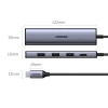 USB-хаб Ugreen 5-in-1 USB-C to 3x USB-A/HDMI/RJ45 Grey (6957303829347)