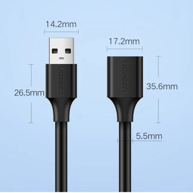 Адаптер Ugreen USB-A 3.0 to USB-A 3.0 1.5m Black (UGR056BLK)