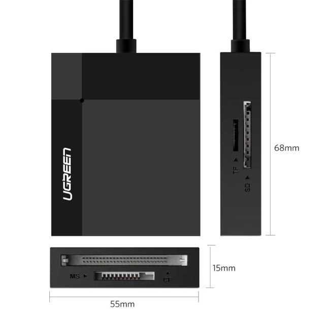Кардрідер Ugreen USB 3.0 SD/micro SD/CF/MS Black (UGR076)