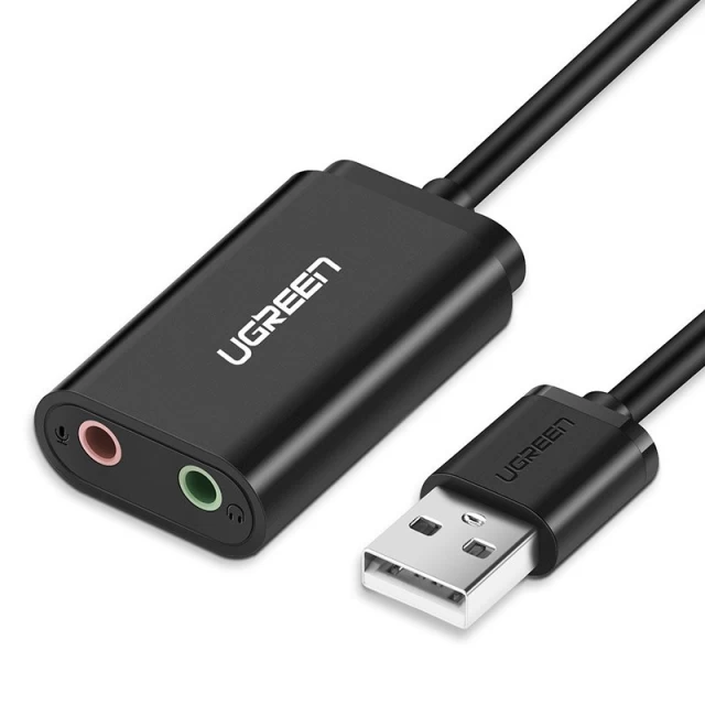Адаптер Ugreen USB-A to 3.5mm Mini Jack 15cm Black (UGR084BLK)