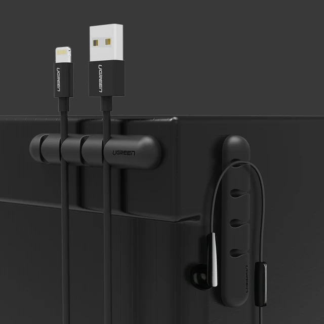 Самоклеючий органайзер Ugreen 2x Self-adhesive Organizer for 4 Cables Wires Black (6957303837625)