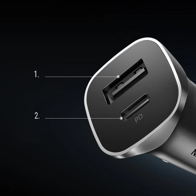 Автомобільний зарядний пристрій Ugreen Quick Charge USB Type-C/USB-A 24W Gray (UGR1113GRY)