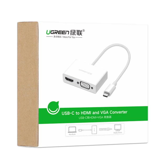 Адаптер Ugreen Video Converter USB Type-C to HDMI/VGA White (UGR1280WHT)