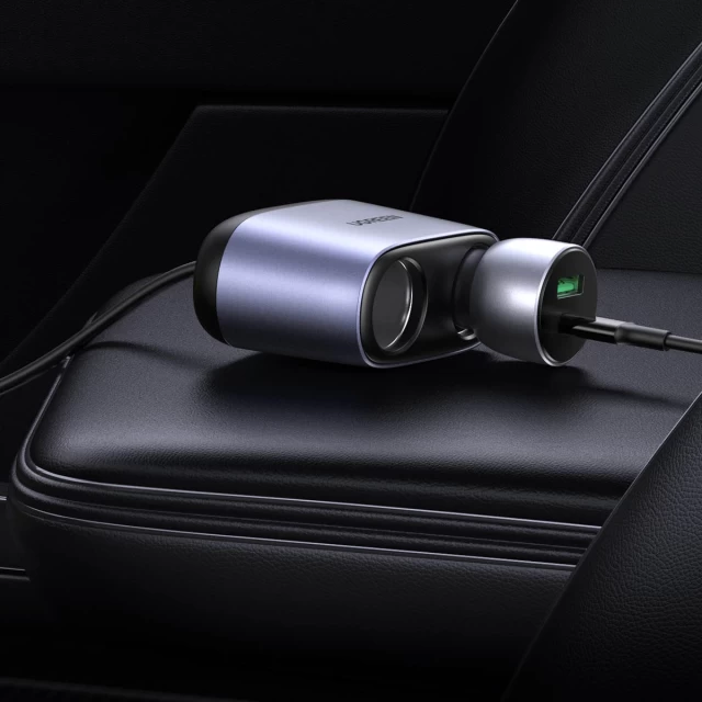 Автомобильное зарядное устройство Ugreen Car Charger with Splitter 2x Car Socket USB-A/USB Type-C Gray (UGR1216GRY)