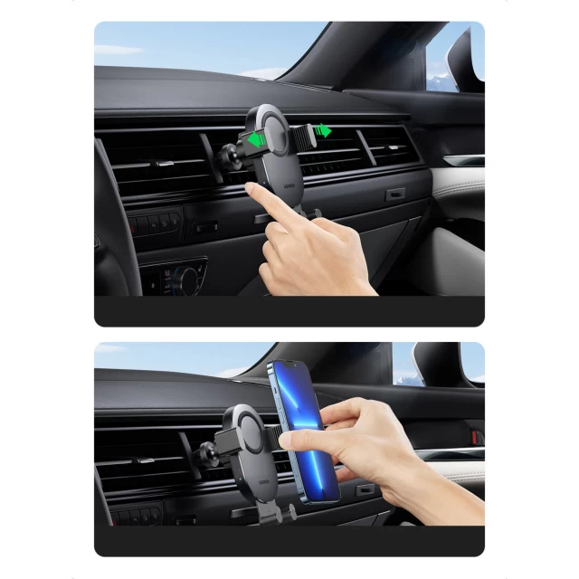 Автотримач з функцією бездротової зарядки Ugreen Car Qi Wireless Charger 15W Car Phone Holder Black (UGR1208SLV)