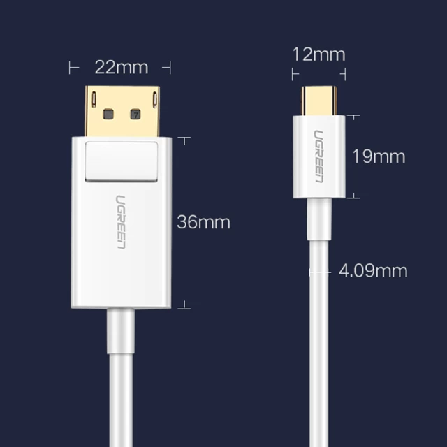 Кабель Ugreen USB Type-C to DisplayPort 4K 1.5m White (UGR1277WHT)