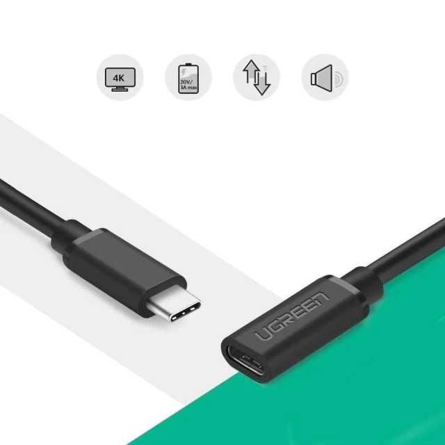 Кабель Ugreen USB Type-C to USB Type-C 0.5m Black (UGR287BLK)