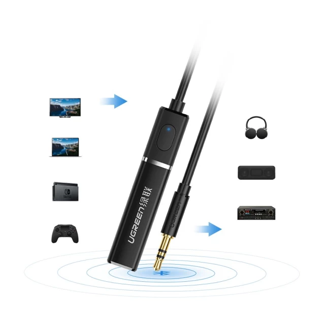 Беспроводной аудиоадаптер Ugreen Bluetooth 5.0 Transmitter Wireless Audio Adapter 3.5mm Mini Jack Black (UGR090)