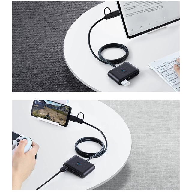 USB-хаб Ugreen 4-in-1 USB-C/USB-A to 4x USB-A 1m Black (6957303848508)