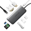 USB-хаб Ugreen CM179 9-in-1 USB-C to 3xUSB-A/HDMI 4K/USB-C/RJ45/VGA/SD/MicroSD Grey (40873)