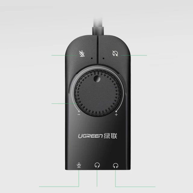 Адаптер Ugreen USB-A to 3.5mm Mini Jack with Volume Control 15cm Black (UGR084BLK)