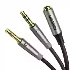 Кабель Ugreen AUX Splitter Cable 3.5mm Mini Jack to 2x 3.5mm Mini Jack Silver (6957303852550)