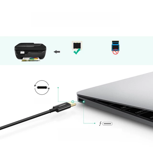 Кабель Ugreen USB-C to USB-B 480Mb/s 2m Black (6957303854462)