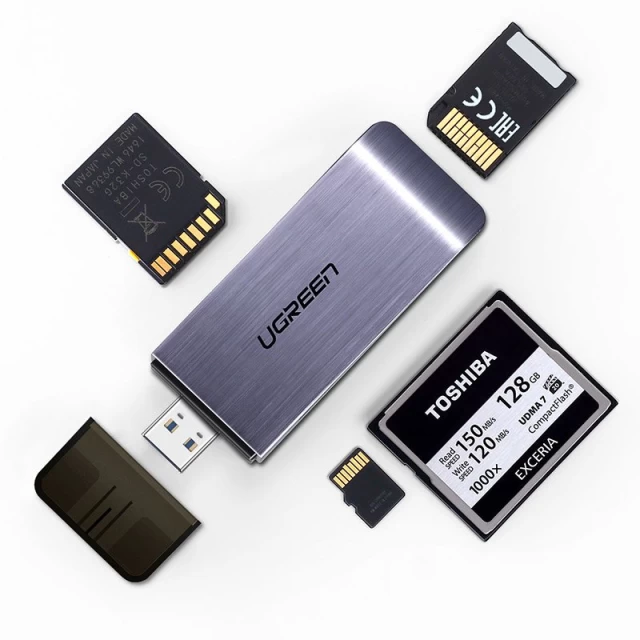 Адаптер Ugreen SD/micro SD/CF/MS Card Reader for USB-А Gray (UGR324SLV)