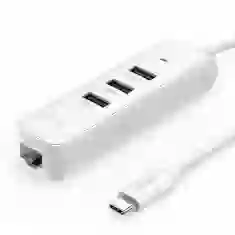 USB-хаб Ugreen 4-in-1 USB-C to 3x USB-A + RJ45 PD White (UGR1316WHT)