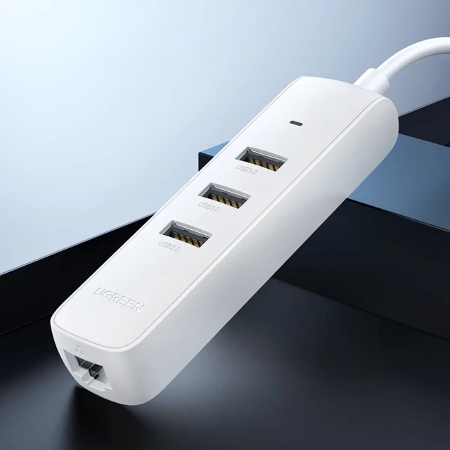 USB-хаб Ugreen 4-in-1 USB-C to 3x USB-A + RJ45 PD White (UGR1316WHT)