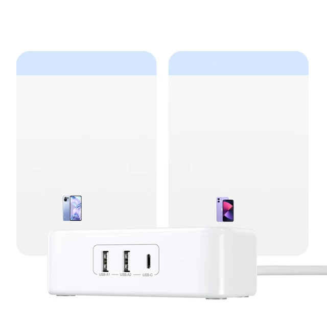 ¶Мережевий подовжувач Ugreen 2x USB-А/1x USB-C Ports White (UGR1231WHT)