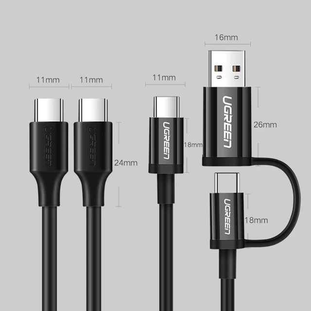 Кабель Ugreen USB Type-C 3A 0.5m Black (UGR135)