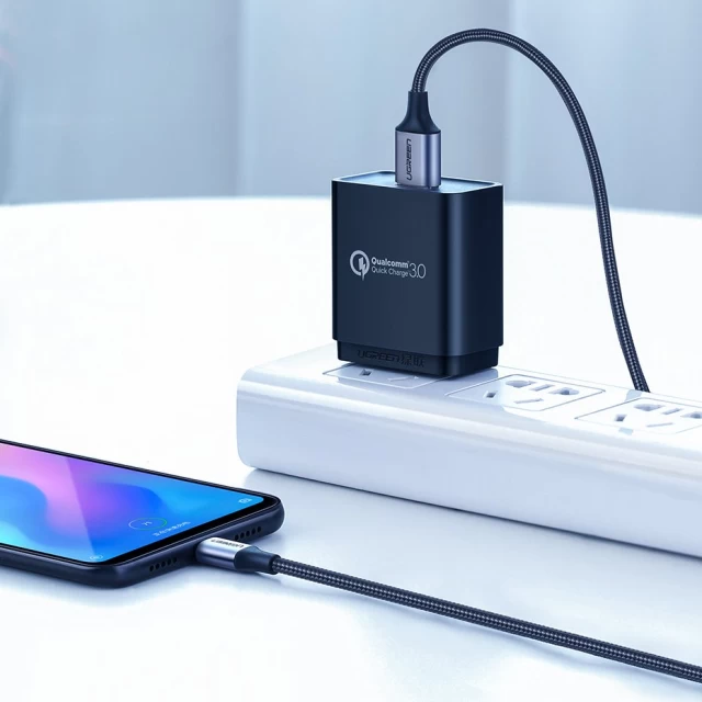 Кабель Ugreen Quick Charge USB-A to USB Type-C 3A 0.5m Gray (6957303861255)