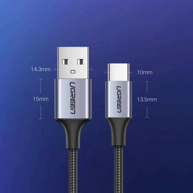 Кабель Ugreen Quick Charge USB-A to USB Type-C 3A 1m Gray (UGR150BLK)