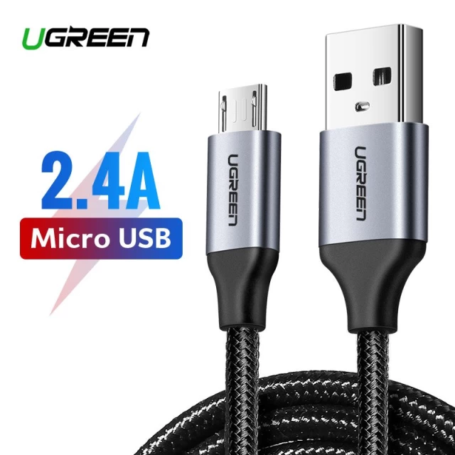 Кабель Ugreen US290 USB-A to microUSB Fast Charging 18W 0.25m Black (60144)