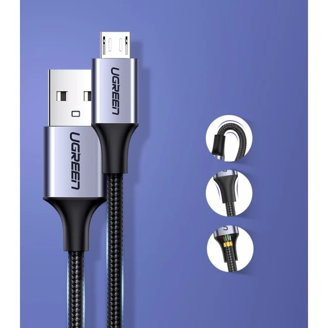 Кабель Ugreen USB-A to micro USB 1m Gray (6957303861460)