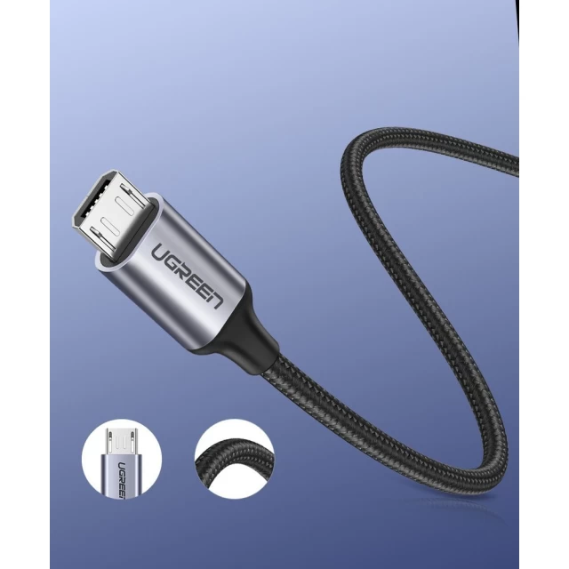 Кабель Ugreen USB-A to micro USB 2m Grey (6957303861484)