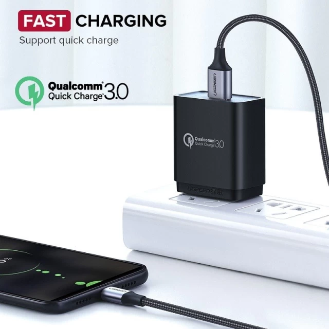 Кабель Ugreen US290 USB-A to microUSB Fast Charging 18W 2m White (60153)
