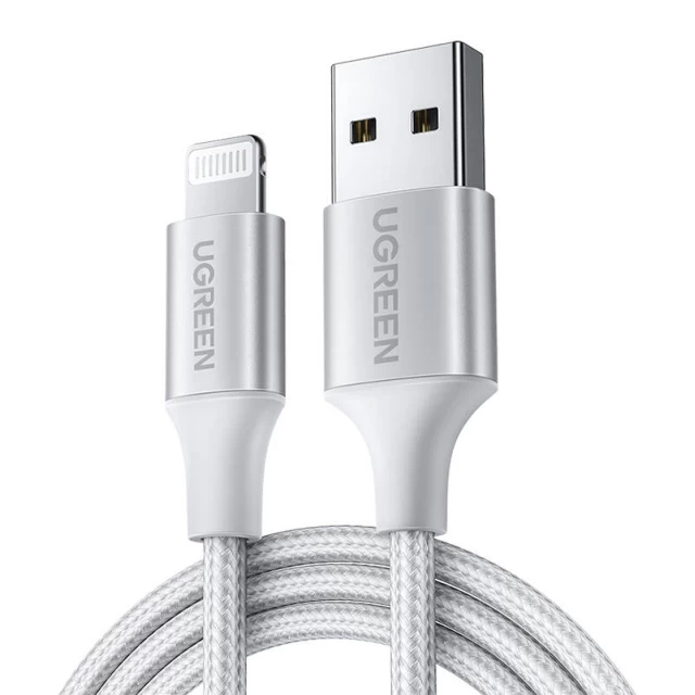 Кабель Ugreen US199 USB-A to Lightning 2.4A 2m Silver (60163)