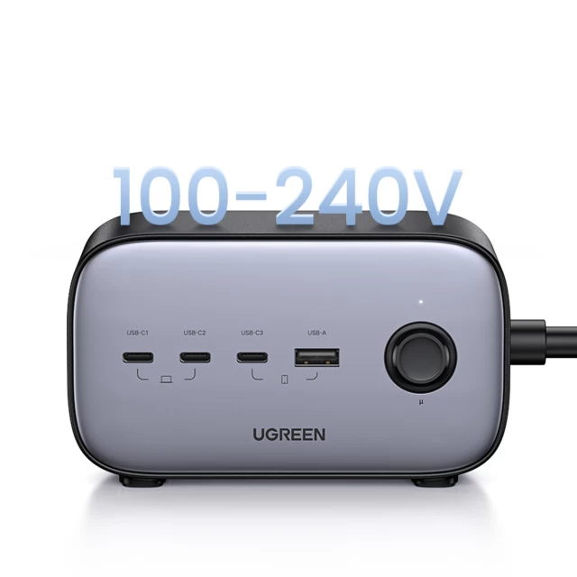 Сетевой удлинитель Ugreen GaN 3x USB-C/USB-A Black (6957303861675)
