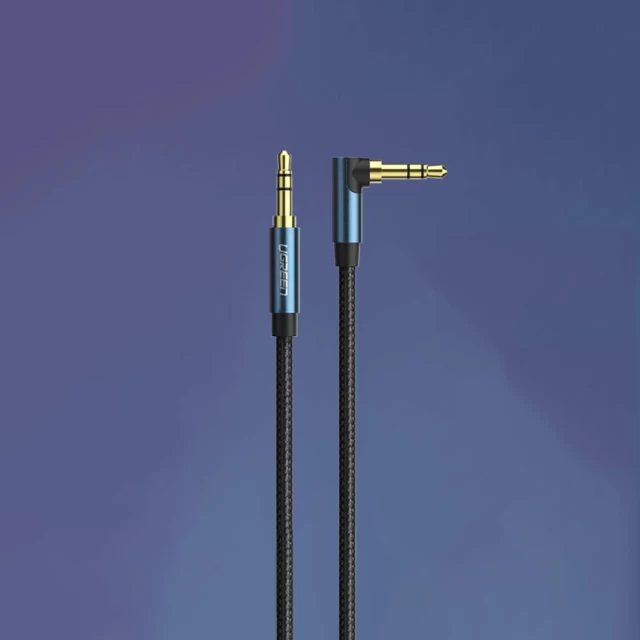 Кабель Ugreen AUX Angled Cable 2x Mini Jack 3.5mm 1.5m Blue (6957303861804)