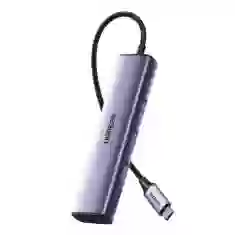 USB-хаб Ugreen CM475 4-in-1 USB-C to 3xUSB-A/RJ45 Grey (60600)