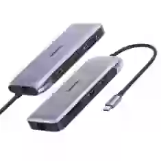 USB-хаб Ugreen 9-in-1 USB Type-C to HDMI/DP/VGA/2x USB-A/RJ45 Ethernet/SD/TF/USB Type-C 100W Gray (UGR1413)
