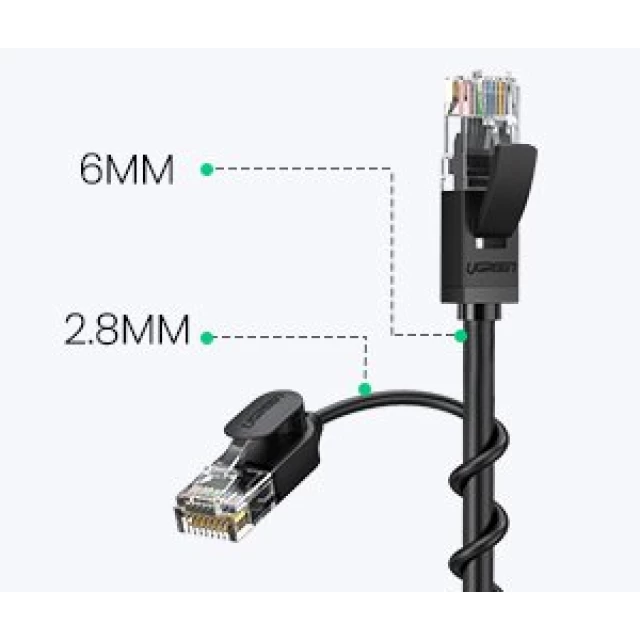 Патчкорд Ugreen Ethernet RJ45 Cat 6A UTP 1000Mbps 2m Black (6957303873340)