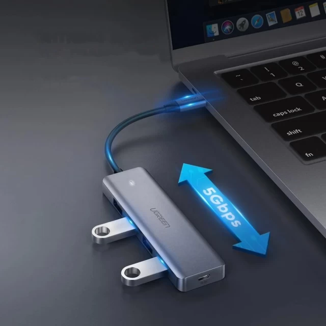 USB-хаб Ugreen HUB USB Type-C 4x USB-А with USB Type-C Power Port Gray (UGR293)