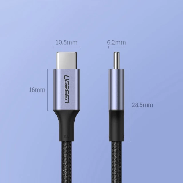 Кабель Ugreen Quick Charge USB Type-C to USB Type-C 100W 5A 480Mbps 1m Gray (UGR1149GRY)