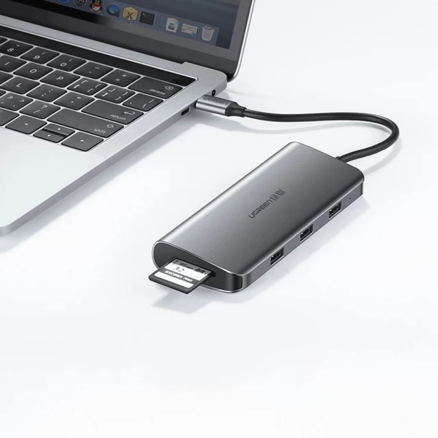 USB-хаб Ugreen 9-in-1 USB Type-C 3.2 Gen. 1 HDMI (4K @ 60Hz) VGA (Full HD @ 60Hz) Ethernet TF/SD/USB Type-C Gray (UGR1411)