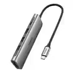USB-хаб Ugreen CM136 5-in-1 USB-C to 3xUSB-A/HDMI 4K/USB-C 100W Grey (70495)