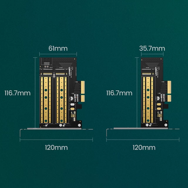 Адаптер карты расширения Ugreen PCIe 3.0x4 SSD M.2 M-Key | M.2 B-Key Black (70504-ugreen)