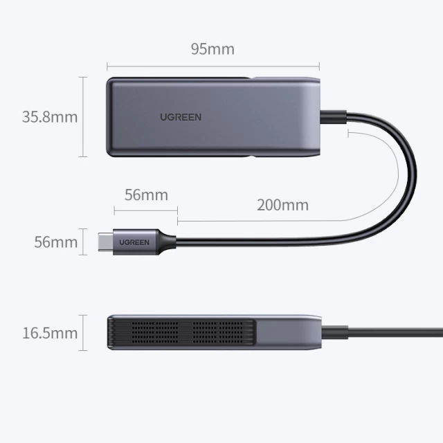 Адаптер Ugreen USB Type-C to Ethernet RJ-45 5Gbps Black (UGR1294BLK)