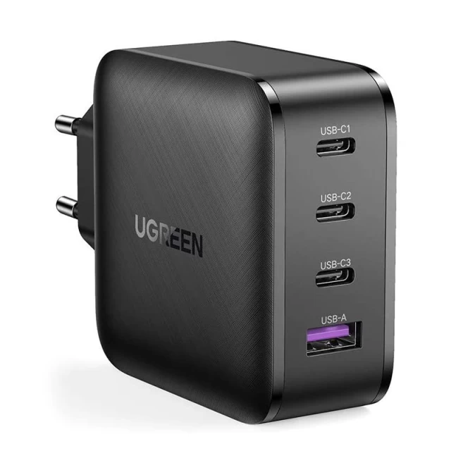 Сетевое зарядное устройство Ugreen QC 65W 3xUSB-C | USB-A Black (CD224 70774)