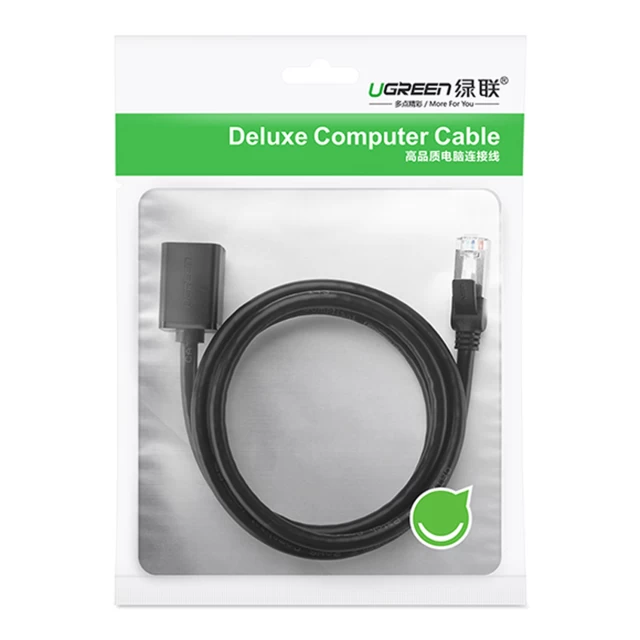 Кабель-удлинитель Ugreen Ethernet RJ45 (Male) to RJ45 (Female) 1000Mbps 0.5m Black (6957303882786)