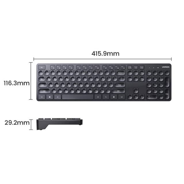 Клавиатура беспроводная Ugreen KU004 2.4 GHz Black (90250-ugreen)