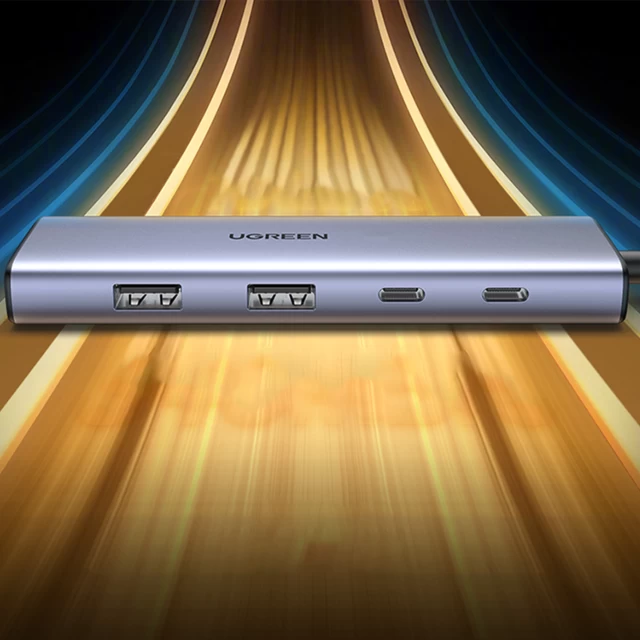 USB-хаб Ugreen USB-C to HDMI/2x USB-C/2x USB-A Grey (6957303893768)