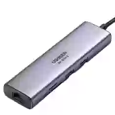 USB-хаб Ugreen CM512 5-in1 USB-C to 2xUSB-A/HDMI/RJ45/SD/TF Silver (90568)