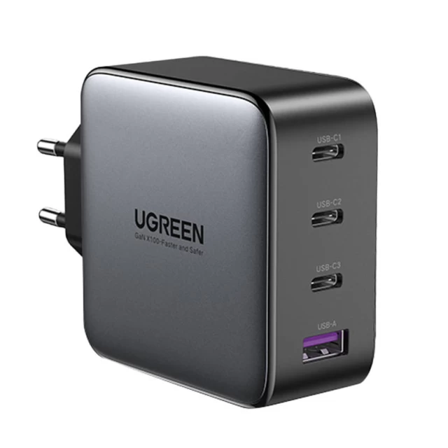 Мережевий зарядний пристрій Ugreen CD226 QC/PD 100W 3xUSB-C | USB-A Black (90575)