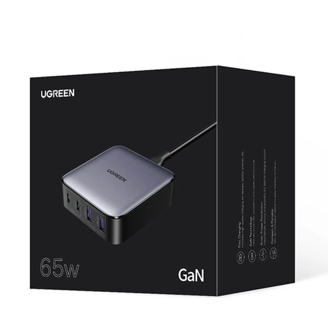Сетевой удлинитель Ugreen GaN 2x USB-C/2x USB-A 65W 2m Black (6957303897476)