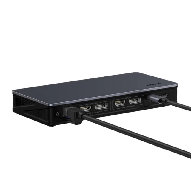 USB-хаб Ugreen CM615 10-in-1 USB-C to 2xUSB-A/USB-C/2xHDMI/2xDP/RJ45/SD/TF Black (90912-Ugreen)