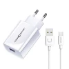 Мережевий зарядний пристрій Usams T22 QC 18W USB-A White with USB-A to USB-C Cable (T48OCLN01)